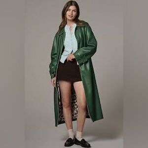 Anthropologie Dark Green Trench Coat
